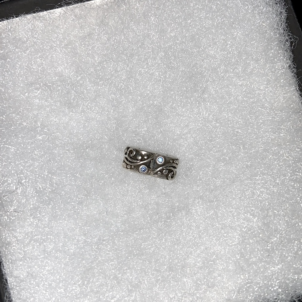 Sterling silver pandora Blue CZ tendril clip